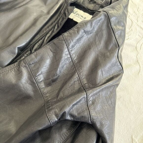 Wilsons Vintage 80's Women's Black Leather Moto Jacket Embossed Croc Size Small - Picture 16 of 16